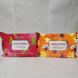 Stocking Stuffer Ashley Belle Hand Wipes Cranberry Sage Vanilla Coconut Pack 2